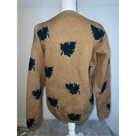 Women’s SHETLAND WOOL Green Leaves Cardigan sz40 - Picture 3 of 8